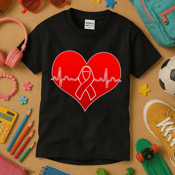 Go Red Heart Health Awareness Pulse Kids T-Shirt