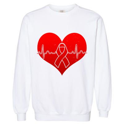 Go Red Heart Health Awareness Pulse Garment-Dyed Sweatshirt