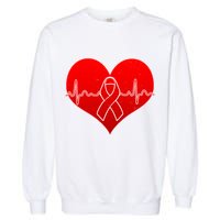 Go Red Heart Health Awareness Pulse Garment-Dyed Sweatshirt