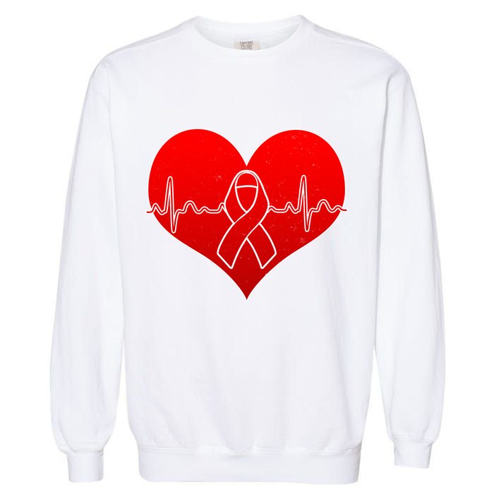 Go Red Heart Health Awareness Pulse Garment-Dyed Sweatshirt