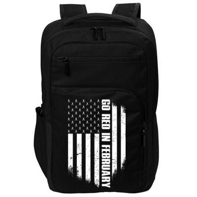 Go Red In February Heart Disease Awareness Flag Impact Tech Backpack