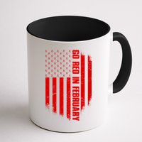 Go Red In February Heart Disease Awareness Flag Mug