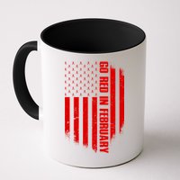 Go Red In February Heart Disease Awareness Flag Mug