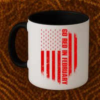 Go Red In February Heart Disease Awareness Flag Mug