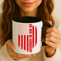 Go Red In February Heart Disease Awareness Flag Mug
