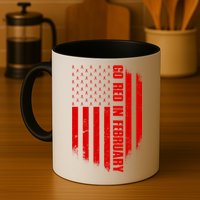 Go Red In February Heart Disease Awareness Flag Mug