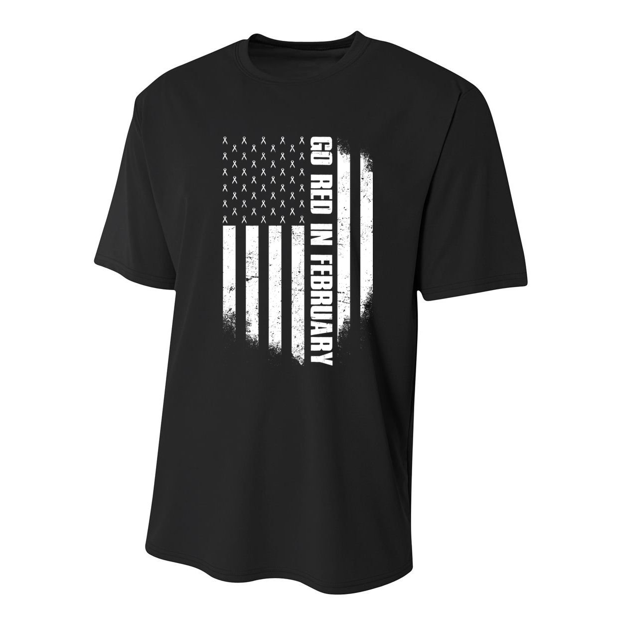 Go Red In February Heart Disease Awareness Flag Youth Performance Sprint T-Shirt