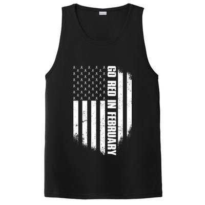 Go Red In February Heart Disease Awareness Flag PosiCharge Competitor Tank