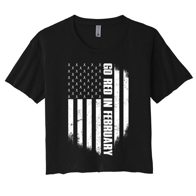 Go Red In February Heart Disease Awareness Flag Crop Top
