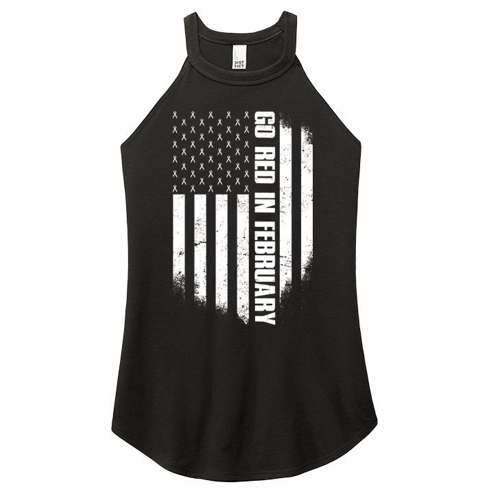Go Red In February Heart Disease Awareness Flag Women's Perfect Tri Rocker Tank