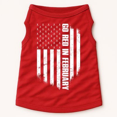Go Red In February Heart Disease Awareness Flag Doggie Tank