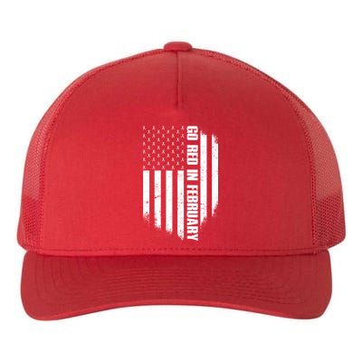 Go Red In February Heart Disease Awareness Flag Yupoong Adult 5-Panel Trucker Hat