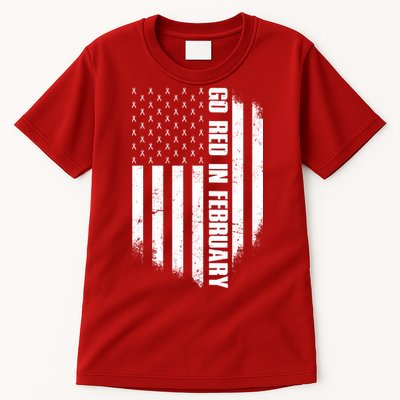 Go Red In February Heart Disease Awareness Flag Tall T-Shirt