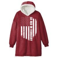 Go Red In February Heart Disease Awareness Flag Hooded Wearable Blanket