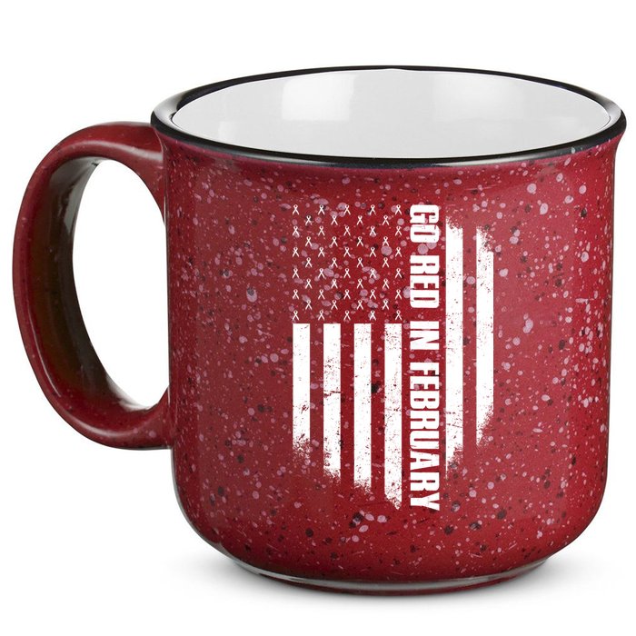 Go Red In February Heart Disease Awareness Flag 15oz Campfire Ceramic Mug