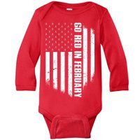 Go Red In February Heart Disease Awareness Flag Baby Long Sleeve Bodysuit