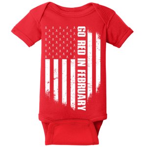 Go Red In February Heart Disease Awareness Flag Baby Bodysuit