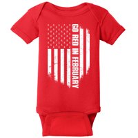 Go Red In February Heart Disease Awareness Flag Baby Bodysuit