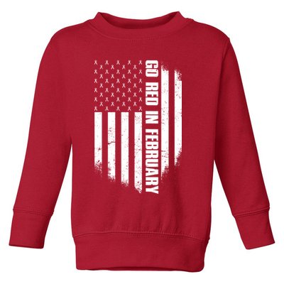 Go Red In February Heart Disease Awareness Flag Toddler Sweatshirt