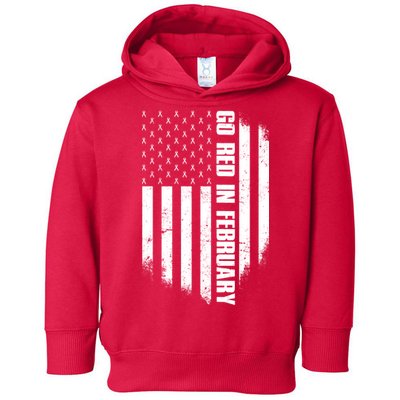 Go Red In February Heart Disease Awareness Flag Toddler Hoodie