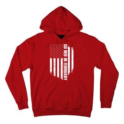 Go Red In February Heart Disease Awareness Flag Tall Hoodie