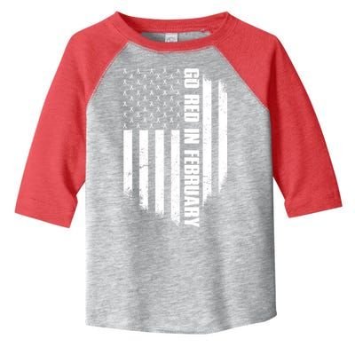 Go Red In February Heart Disease Awareness Flag Toddler Fine Jersey T-Shirt