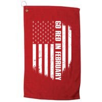Go Red In February Heart Disease Awareness Flag Golf Towel