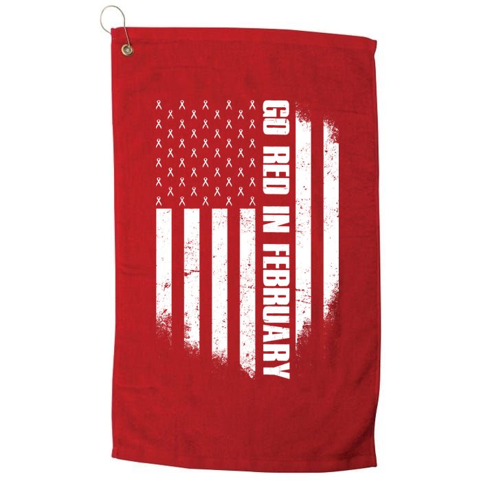 Go Red In February Heart Disease Awareness Flag Golf Towel