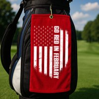 Go Red In February Heart Disease Awareness Flag Golf Towel