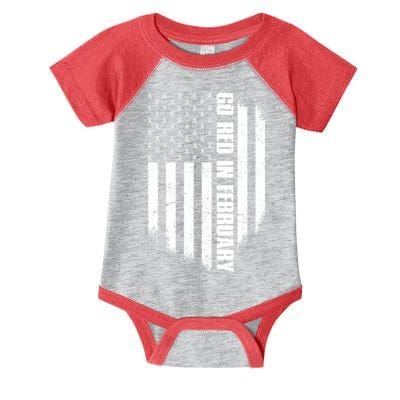 Go Red In February Heart Disease Awareness Flag Infant Baby Jersey Bodysuit