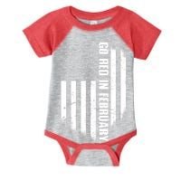 Go Red In February Heart Disease Awareness Flag Infant Baby Jersey Bodysuit