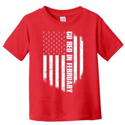 Go Red In February Heart Disease Awareness Flag Toddler T-Shirt