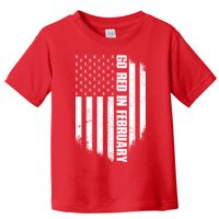 Go Red In February Heart Disease Awareness Flag Toddler T-Shirt