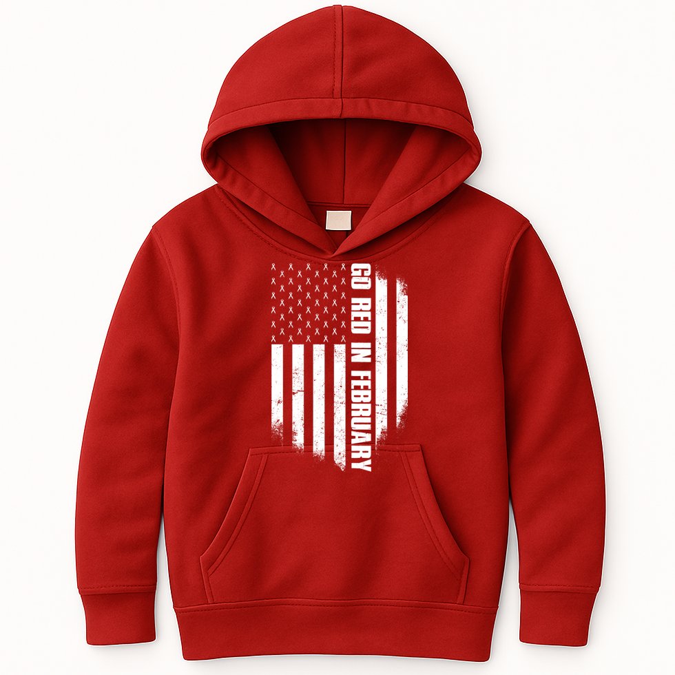 Go Red In February Heart Disease Awareness Flag Kids Hoodie