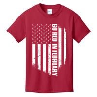 Go Red In February Heart Disease Awareness Flag Kids T-Shirt