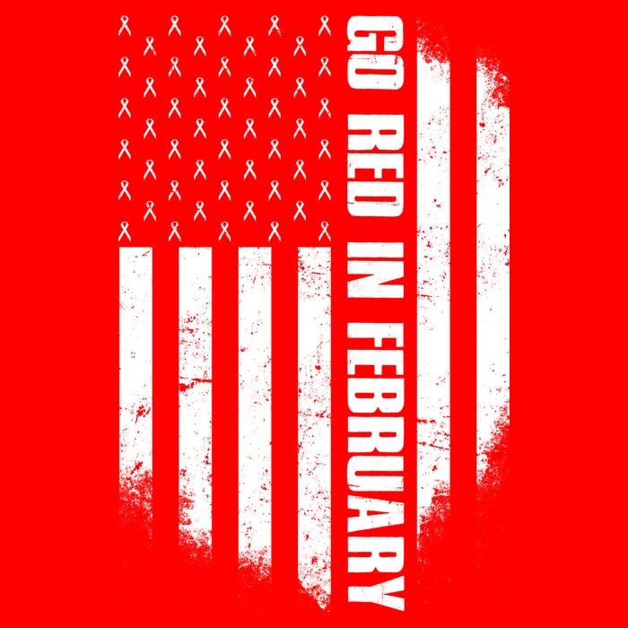 Go Red In February Heart Disease Awareness Flag Full Zip Hoodie