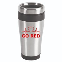 Go Red Pulse Heart Disease Awareness 16oz Travel Tumbler