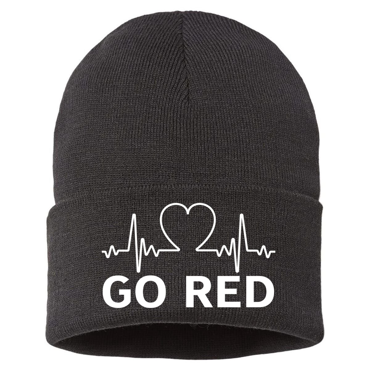 Go Red Pulse Heart Disease Awareness Sustainable Knit Beanie