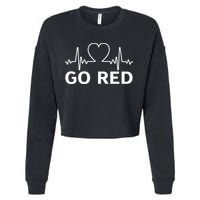 Go Red Pulse Heart Disease Awareness Cropped Pullover Crew