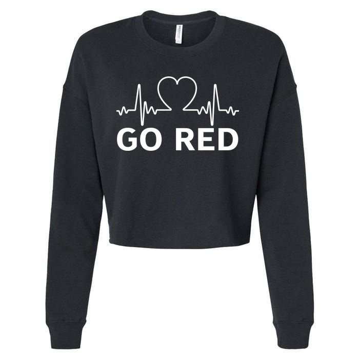 Go Red Pulse Heart Disease Awareness Cropped Pullover Crew