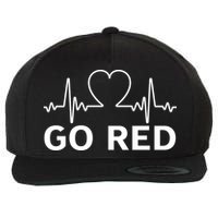 Go Red Pulse Heart Disease Awareness Wool Snapback Cap