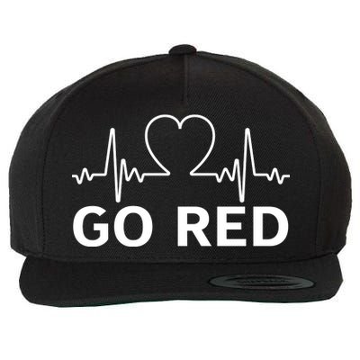 Go Red Pulse Heart Disease Awareness Wool Snapback Cap