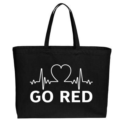 Go Red Pulse Heart Disease Awareness Cotton Canvas Jumbo Tote