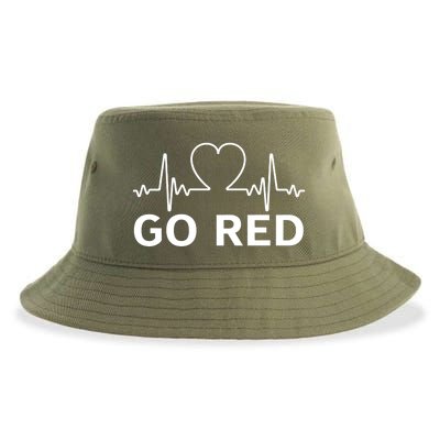 Go Red Pulse Heart Disease Awareness Sustainable Bucket Hat