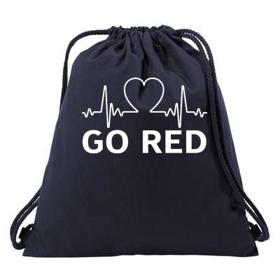 Go Red Pulse Heart Disease Awareness Drawstring Bag