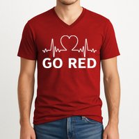 Go Red Pulse Heart Disease Awareness V-Neck T-Shirt