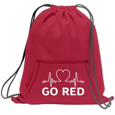 Go Red Pulse Heart Disease Awareness Sweatshirt Cinch Pack Bag