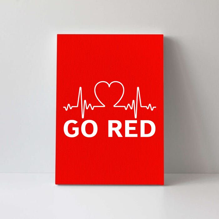 Go Red Pulse Heart Disease Awareness Canvas