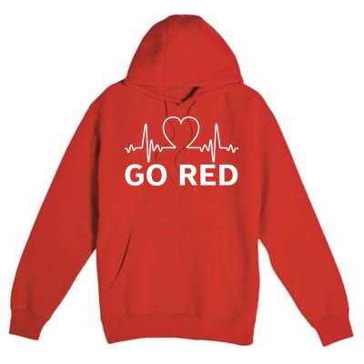 Go Red Pulse Heart Disease Awareness Premium Pullover Hoodie