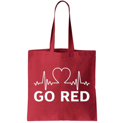 Go Red Pulse Heart Disease Awareness Tote Bag